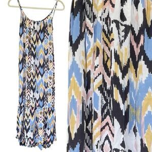 BILLABONG Maxi Dress Adjustable Strap Colorful Geometric Rayon Size Small